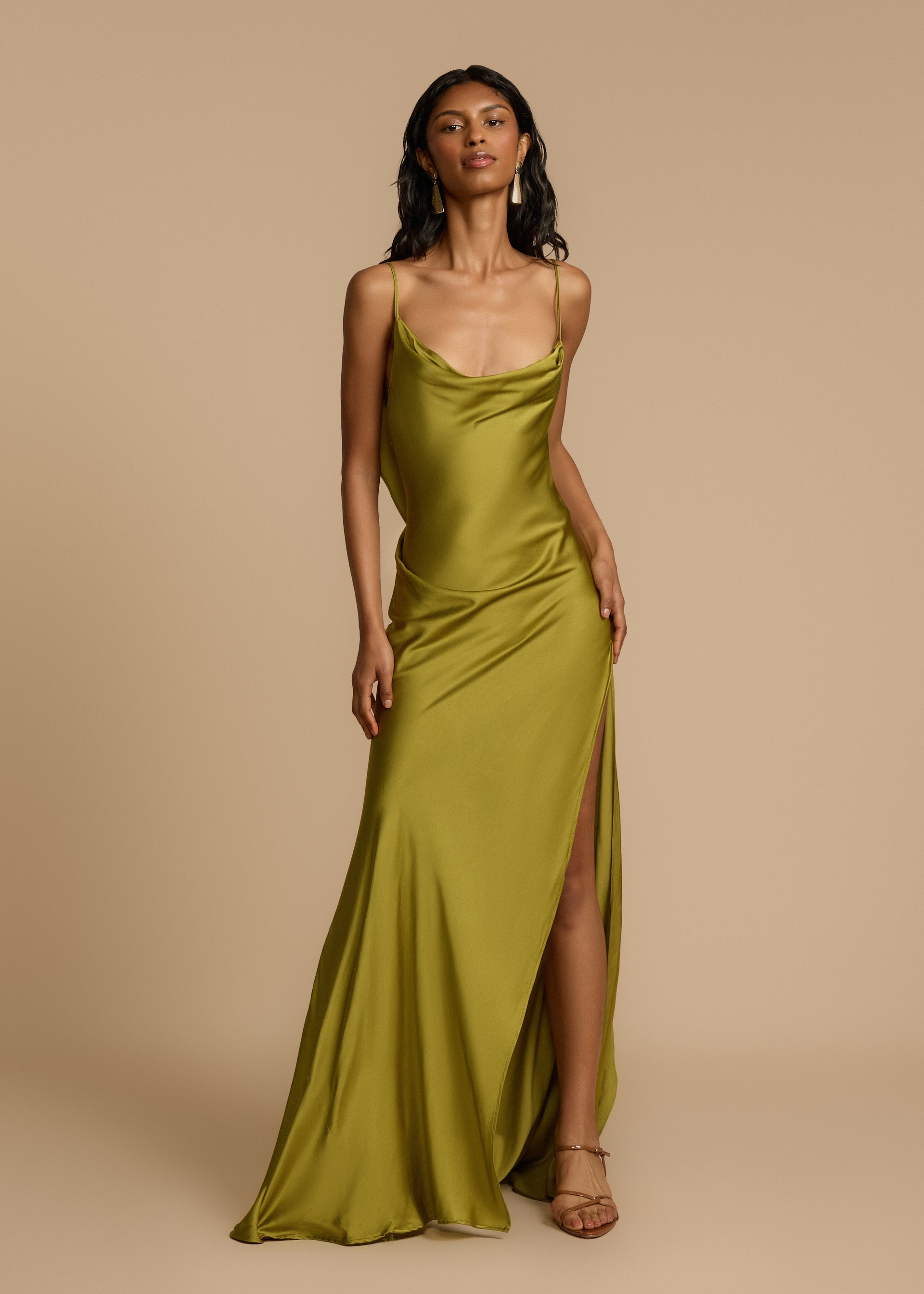 Peni | Elegante satijnen midijurk voor dames – Zijdezachte feest- en avondjurk