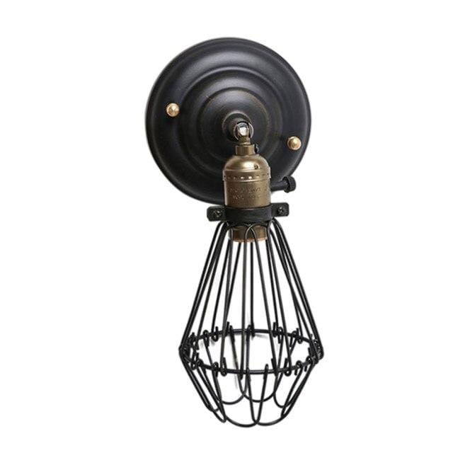 CageLite | Lamp met roest metalen kooi - industriële wandlamp voor vintage woondecoratie