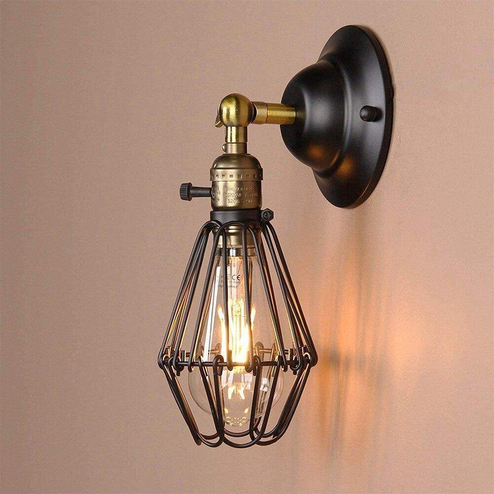 CageLite | Lamp met roest metalen kooi - industriële wandlamp voor vintage woondecoratie