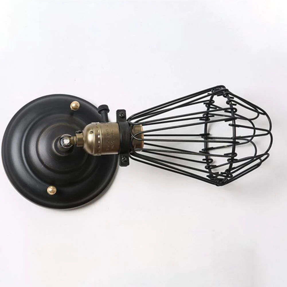 CageLite | Lamp met roest metalen kooi - industriële wandlamp voor vintage woondecoratie