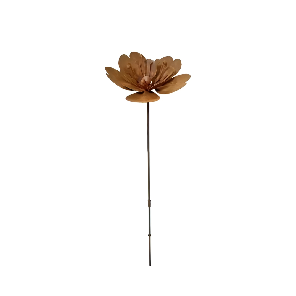 RustBlossom | Rustieke Tuinsteker met Roestige Metalen Bloem & Theelicht, Buiten Tuindecoratie