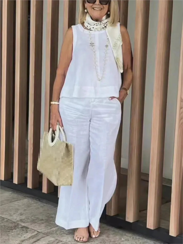 Jylia | Zomerse linnen set voor dames – Casual tweedelige outfit van katoenmix