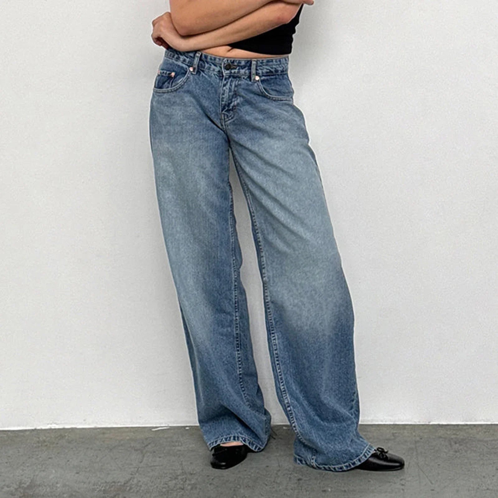 Solira | Dames Y2K Loszittende Denim Broek – Baggy, Lage Taille, Wijde Pijpen Streetwear Jeans