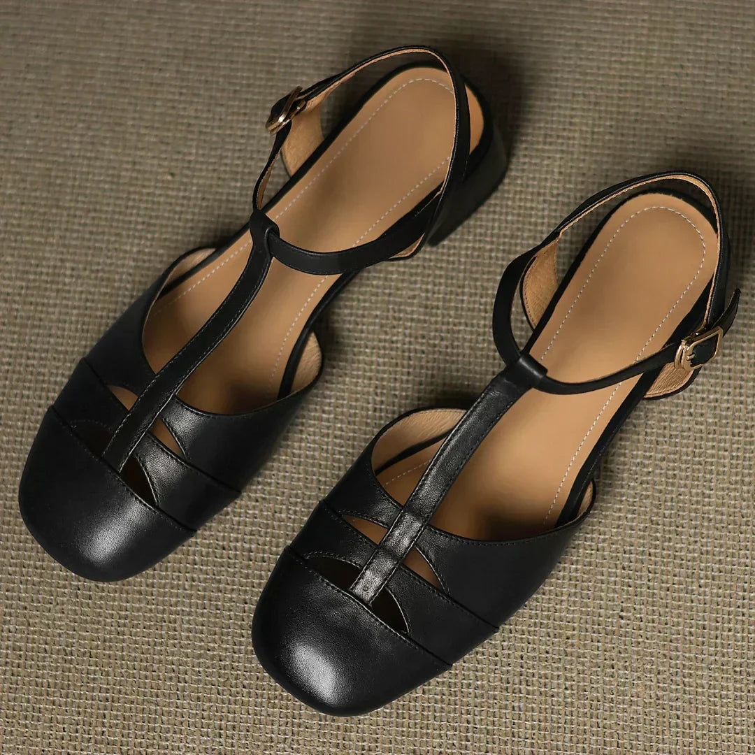 Kyselle | Dames Leren Ballerina’s – Gevlochten Design, Instap Flats, Comfortabel & Stijlvol