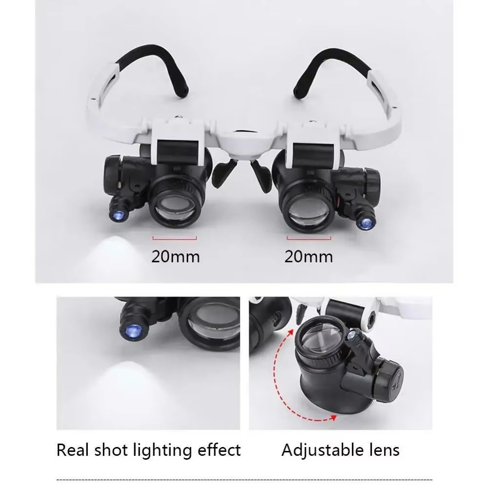 OptiBeam | LED-vergrootglas – Handsfree vergrootglas met verstelbare lens en LED-lampje voor knutselen en elektronica
