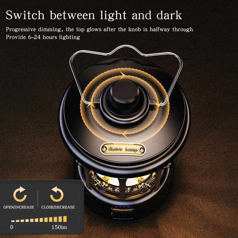 GlowBank | Retro LED Campinglamp Powerbank – Oplaadbare Draagbare Lantaarn