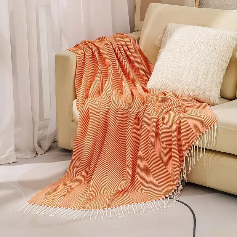 ChicWeave | Streepjesdeken – Zachte, knusse deken voor op de bank of sofa, lichtgewicht decoratieve deken