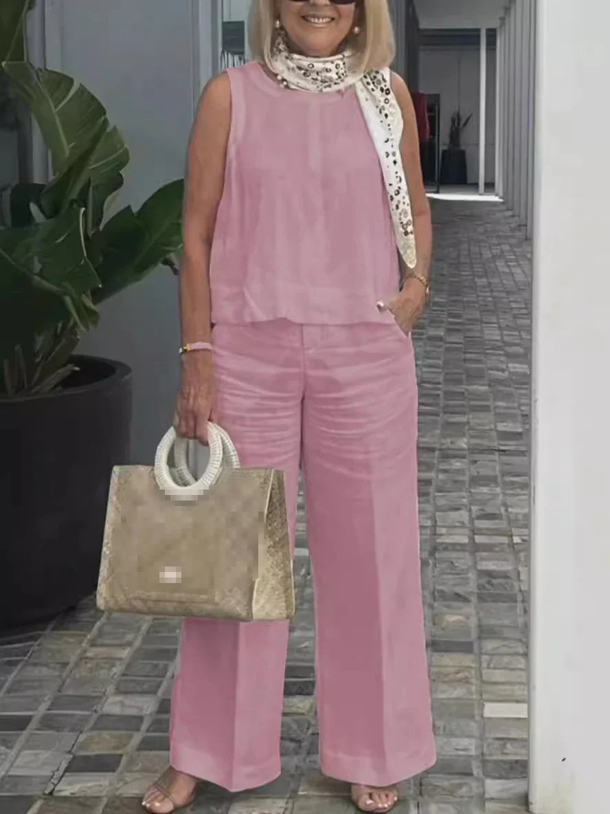 Jylia | Zomerse linnen set voor dames – Casual tweedelige outfit van katoenmix