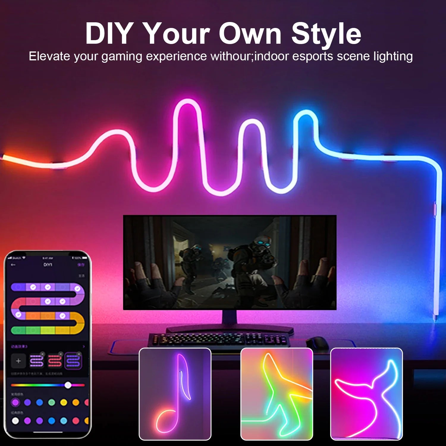 GlowBeat | Neon Muziek Sync LED Stripverlichting - RGB kleur veranderende LED verlichting voor TV, Kamer, Home Decor, USB-aangedreven