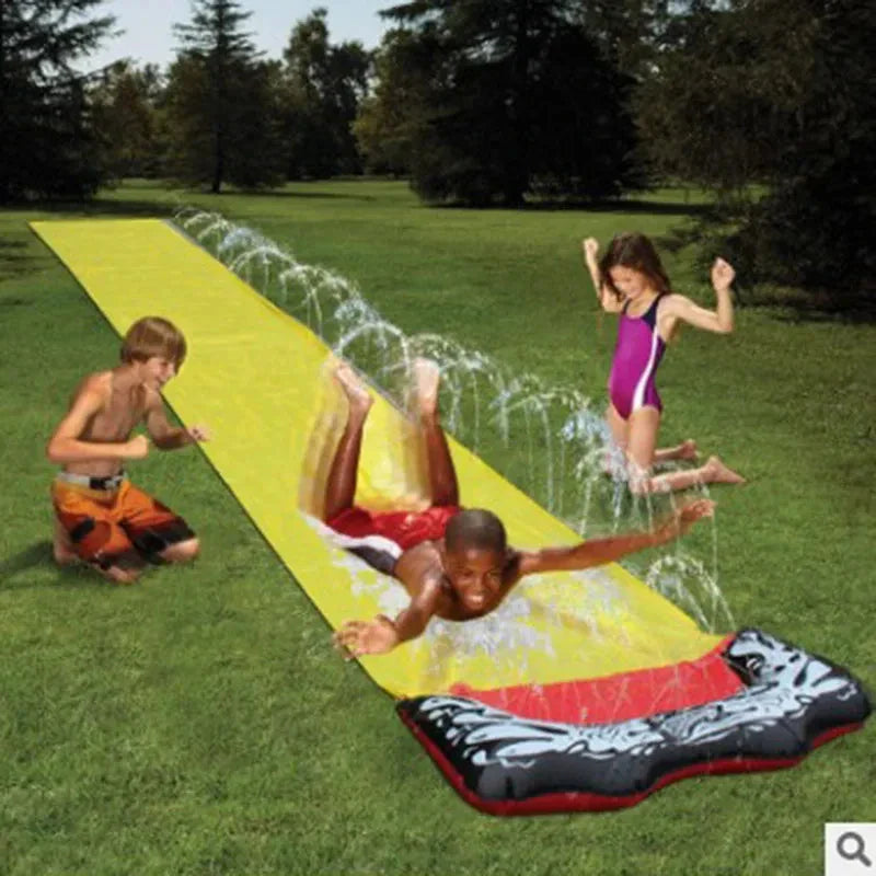 HydroHop | Opblaasbare waterglijbaan voor kinderen - glijbaan met sproeier, buitenspeelgoed voor in de achtertuin