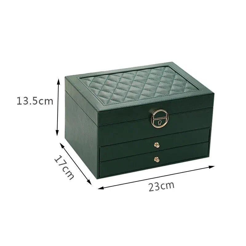 EleganceBox | Sieradendoos van leer met meerdere lagen - Elegante opslag & organisator voor ringen, kettingen, oorbellen