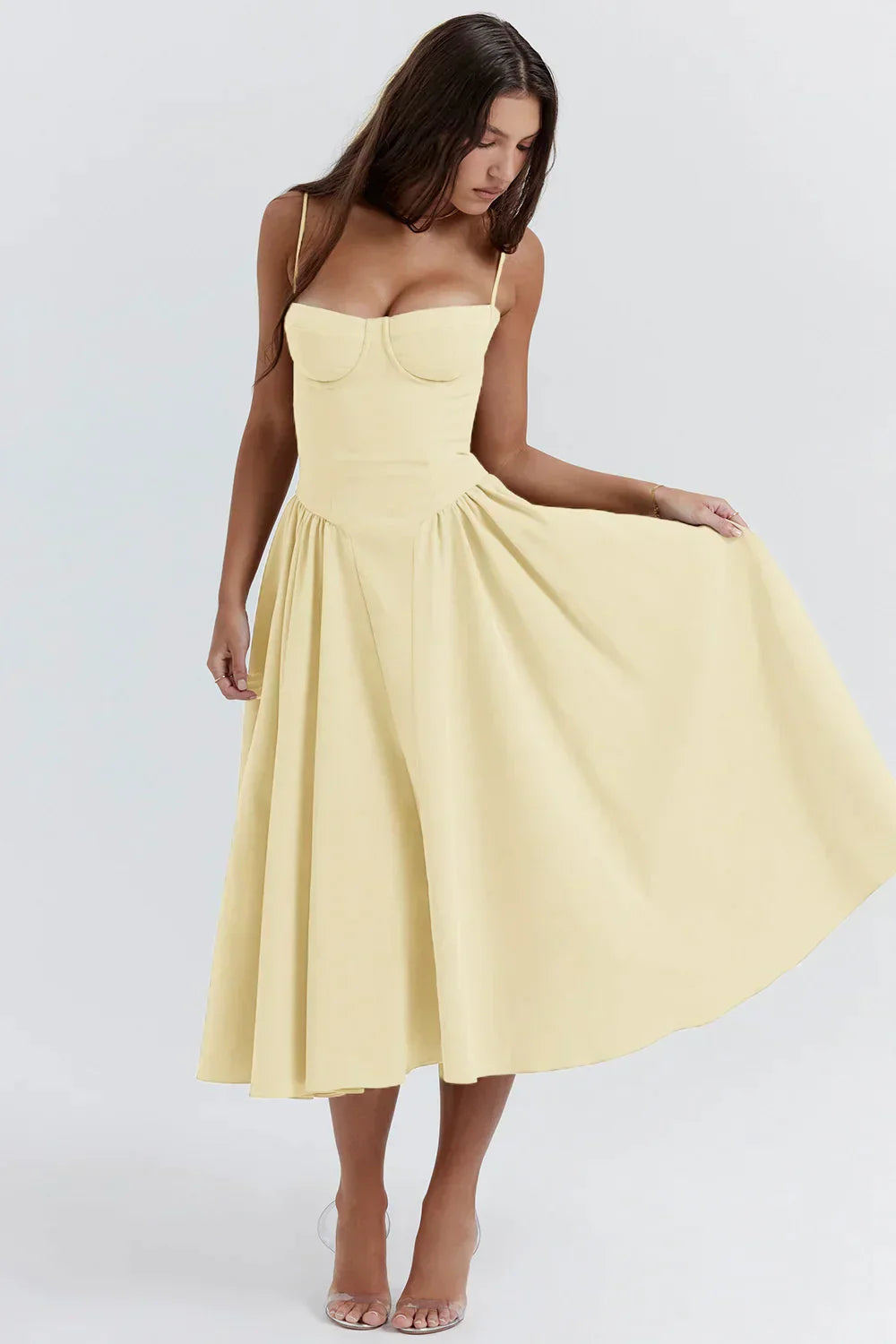 Falia | Chique straploze geplooide jurk – elegante maxi party- & feestjurk voor dames