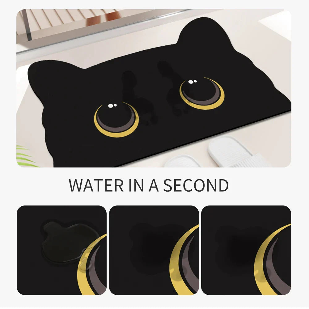 PurrMat | Schattige katten badmat met sneldrogende werking – Absorberende microvezel badmat