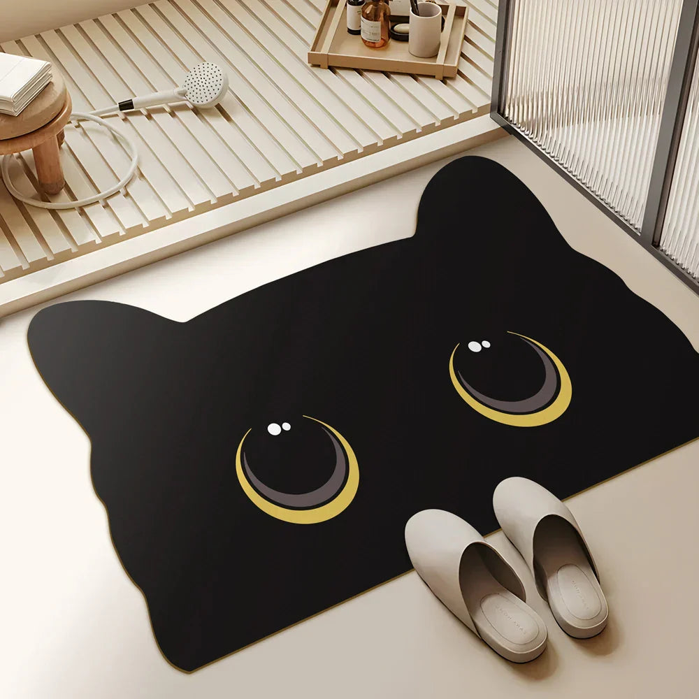 PurrMat | Schattige katten badmat met sneldrogende werking – Absorberende microvezel badmat