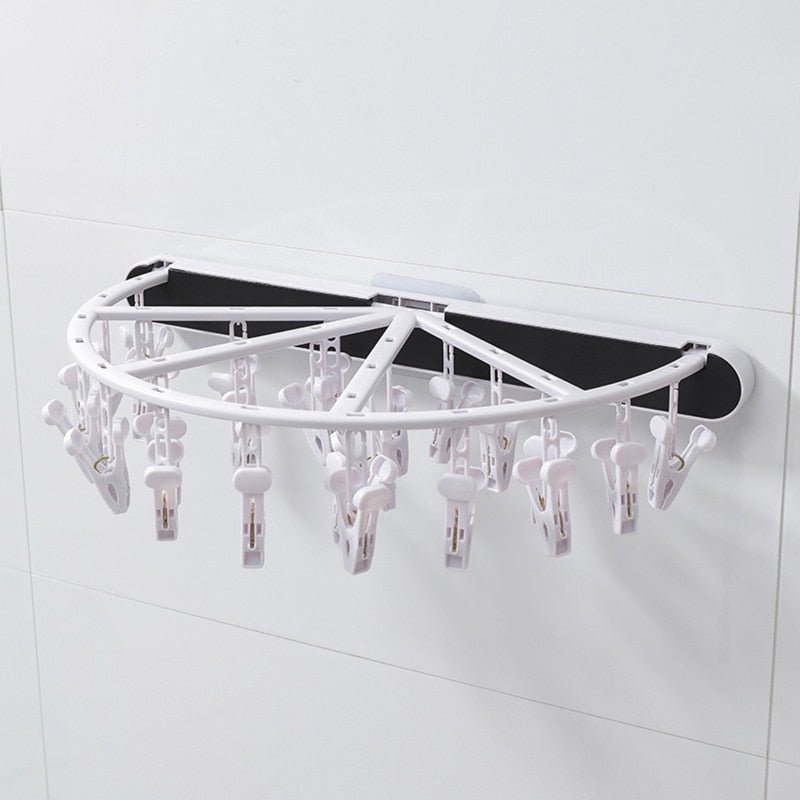 SockFold | Opvouwbare wandgemonteerde sokkendroger – Compact plastic wasrek voor snel en georganiseerd drogen