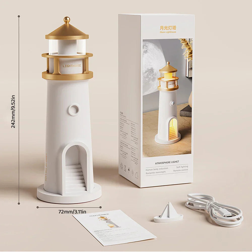 LightTide | Lighthouse Ambient Light met Bluetooth, Muziek, Dimbaar & Projectie Eigenschappen