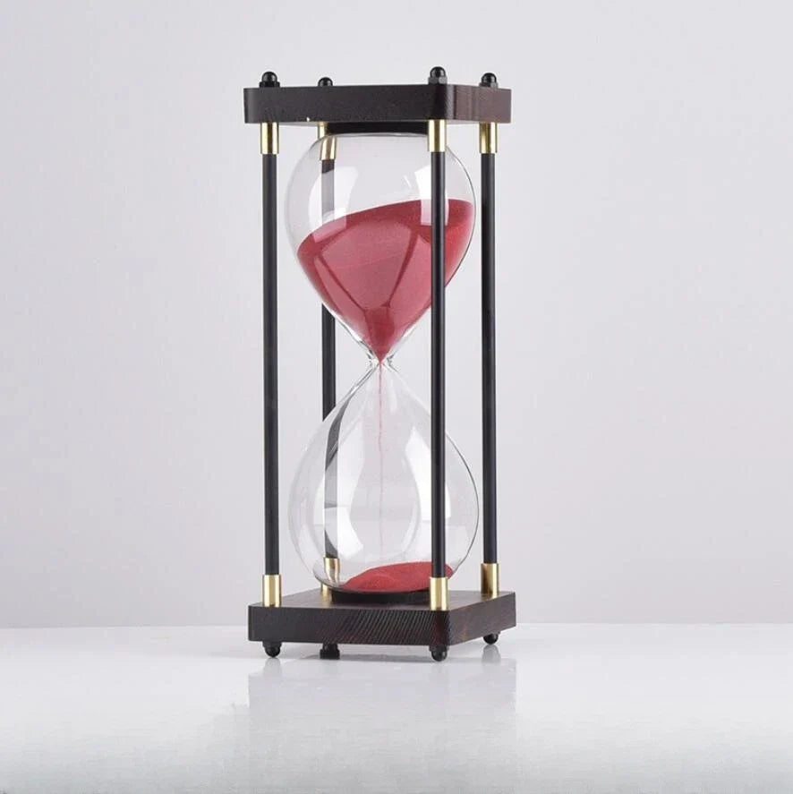 HourLuxe | Klassiek Zandloper met Houten Standaard, Zandloper Home Decor, Bureau Ornament