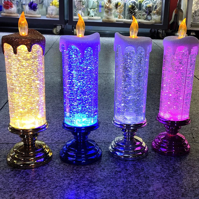 FlickerFrost | Decoratieve glitterkaarslamp – Sprankelende LED-woondecoratie, accent voor feestdagen en feestjes