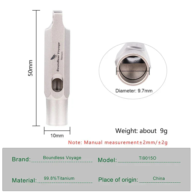 EchoTitan | Titanium noodfluitje – Overleven, outdoor, veiligheid, wandelen, kamperen, hoogfrequent alarm