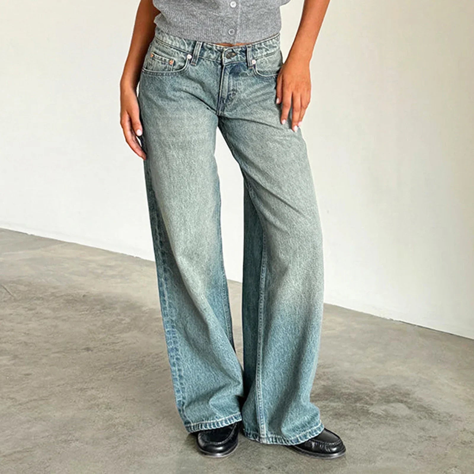 Solira | Dames Y2K Loszittende Denim Broek – Baggy, Lage Taille, Wijde Pijpen Streetwear Jeans