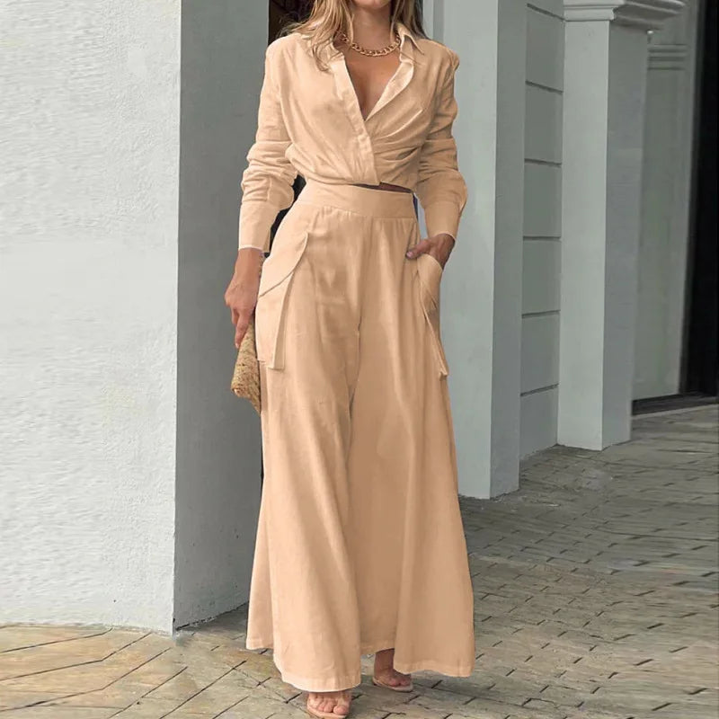 Jalia | Zomerse tweedelige set voor dames – crop top en palazzo-broek, casual outfit