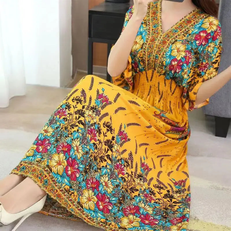 Morya | Boho-lange jurk voor dames – Casual maxi-zomerjurk met print