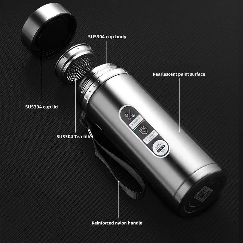 SipSmart | Roestvrijstalen thermosfles - vacuüm geïsoleerde waterfles met LED temperatuurweergave