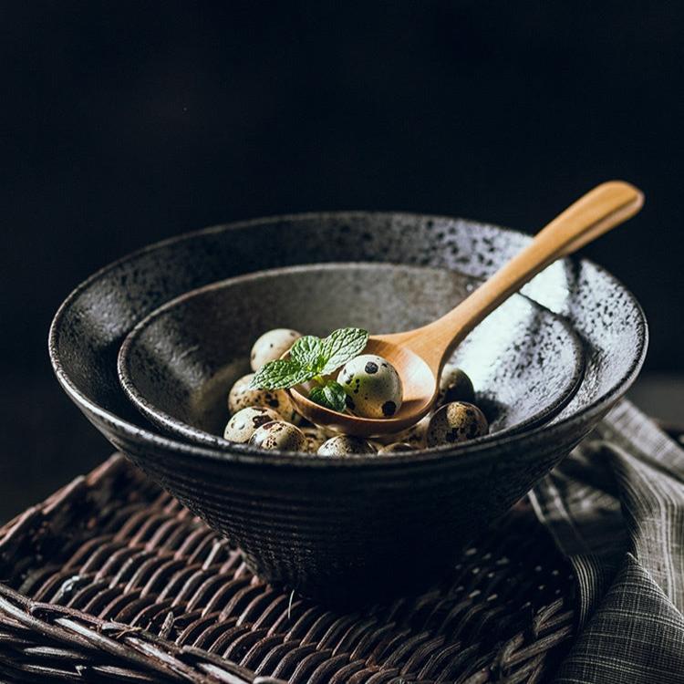 RakuBowl | Handgemaakte Japanse keramische ramenkom – authentieke ambachtelijke afwerking, rustiek steengoed