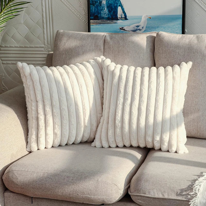 Puffique | Decoratieve pluizige kussensloop - Zachte kussenhoes van imitatiebont voor bank, bank, bed