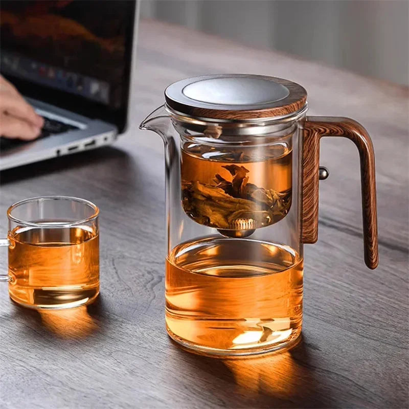 ZenSteep | Elegante glazen theepot met infuser - Creatief ontwerp voor losse thee