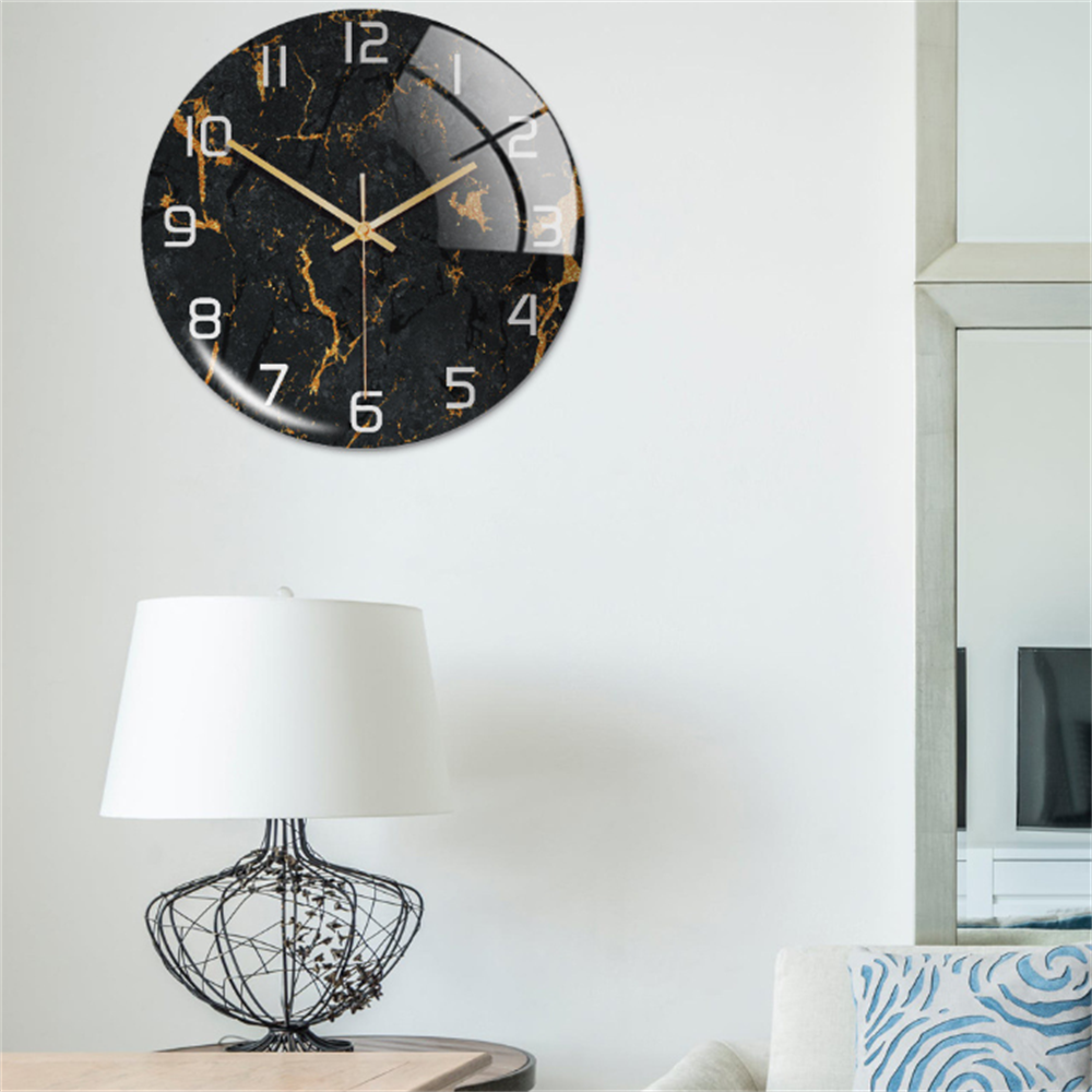 LuxeMarble | Moderne marmeren wandklok – Stille kwartsklok