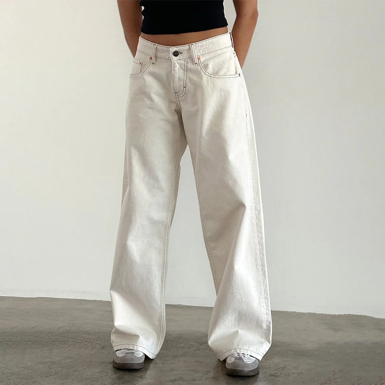 Solira | Dames Y2K Loszittende Denim Broek – Baggy, Lage Taille, Wijde Pijpen Streetwear Jeans