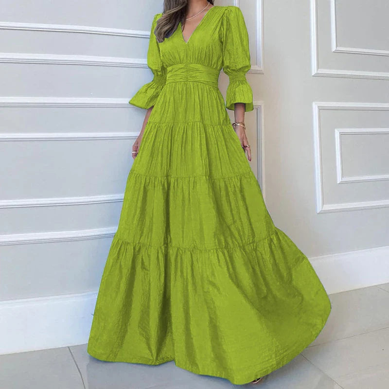 Zinnia | Gedrapeerde maxi-jurk voor dames – Elegante, lange, soepel vallende casual jurk