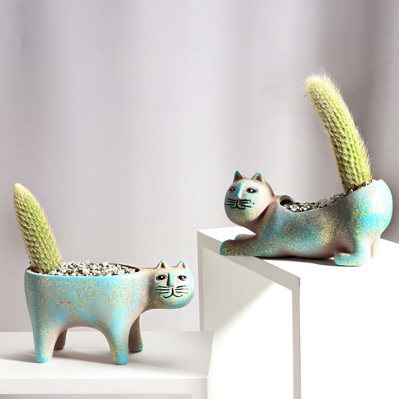 WhiskerPot | Speelse Kat Keramische Plantenbakken - Schattige Decoratieve Potten