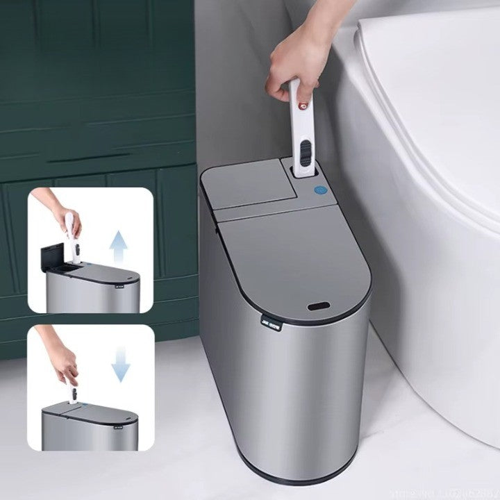 ToiLift | Automatische lift-afvalbak met geïntegreerde borstel – Handsfree afvalbak voor de badkamer