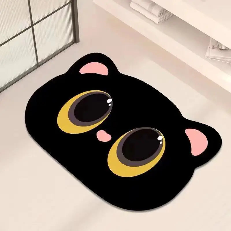 PurrMat | Schattige katten badmat met sneldrogende werking – Absorberende microvezel badmat