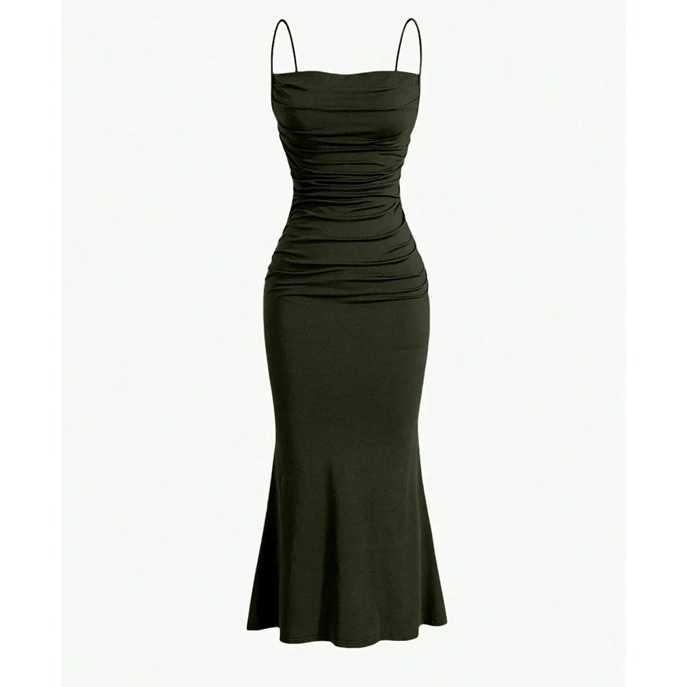 Loressa | Elegante maxi-jurk voor dames – Getailleerde bodycon-feestjurk met ruches