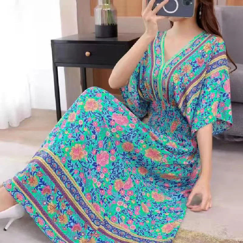 Morya | Boho-lange jurk voor dames – Casual maxi-zomerjurk met print