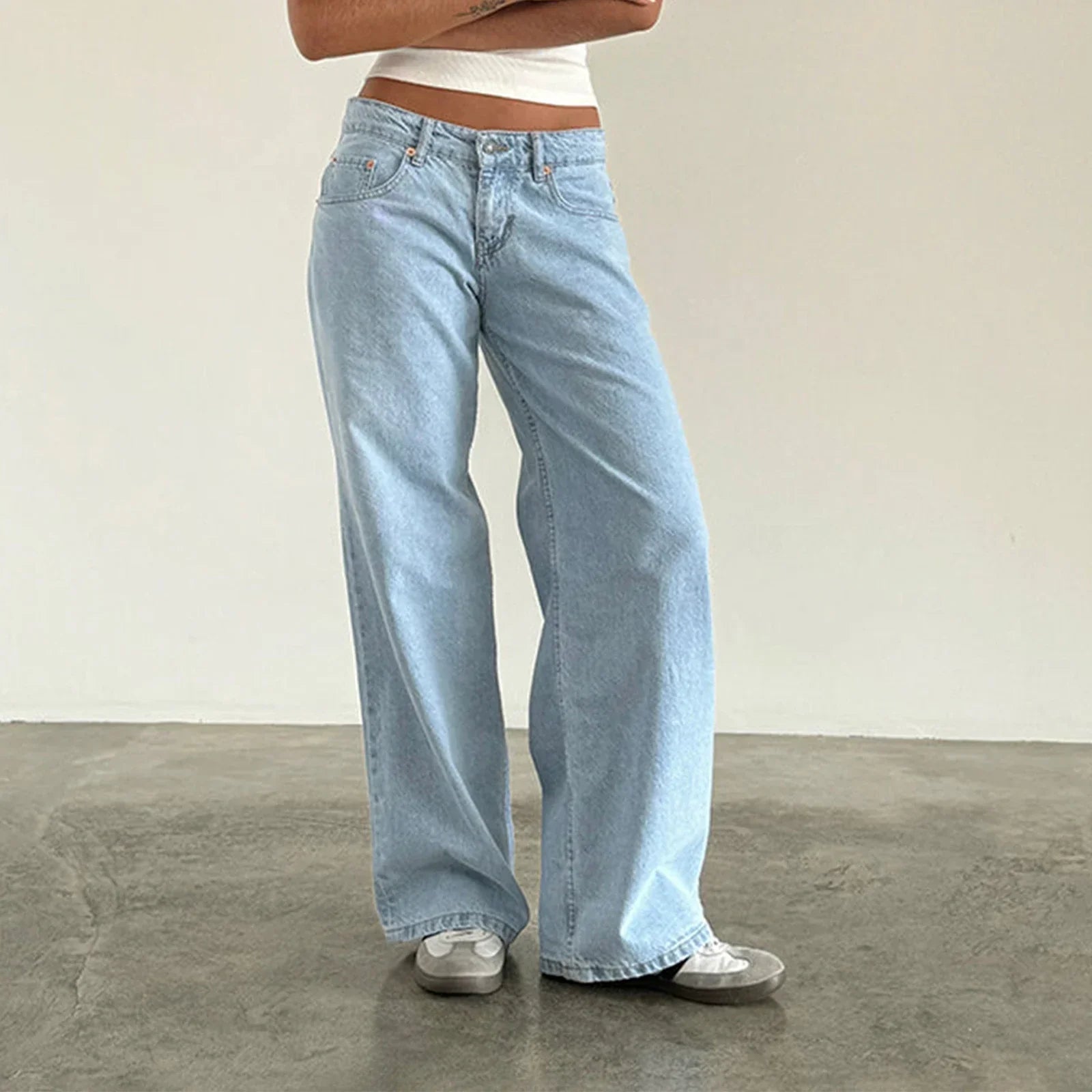 Solira | Dames Y2K Loszittende Denim Broek – Baggy, Lage Taille, Wijde Pijpen Streetwear Jeans