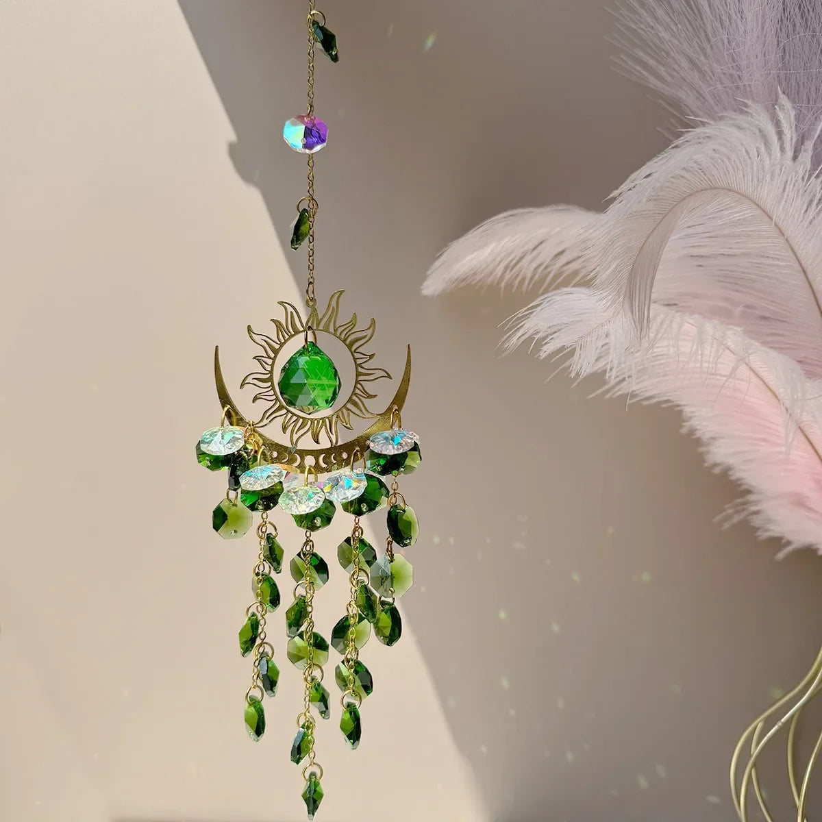 CrystalFlare | Elegante Kwarts Prisma Zonnevanger - Kleurrijke Lichtbreking, Raam Ophangen