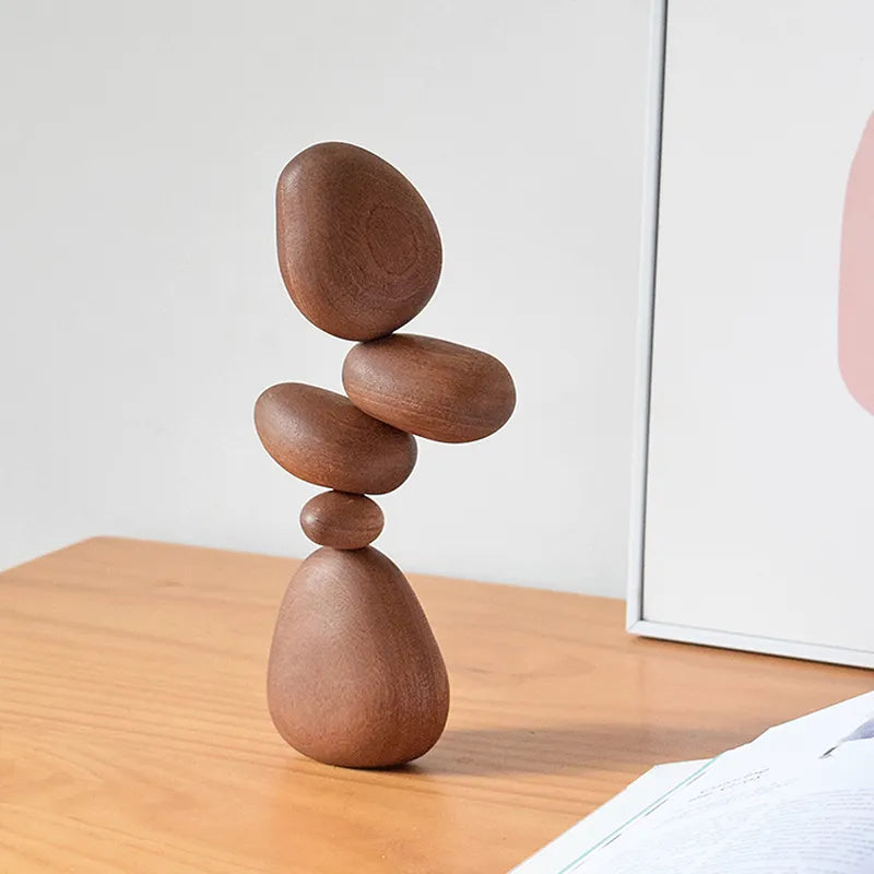 ZenBalance | Creatieve Houten Steenvorm Zen Decor voor Huis & Kantoor - Moderne Meditatie Kunst