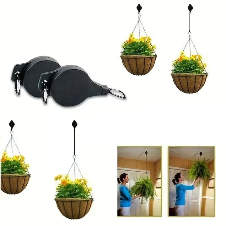 VinePull | Intrekbare plantenhanger - Verstelbare haak voor het ophangen van manden, plafondkatrol voor de tuin
