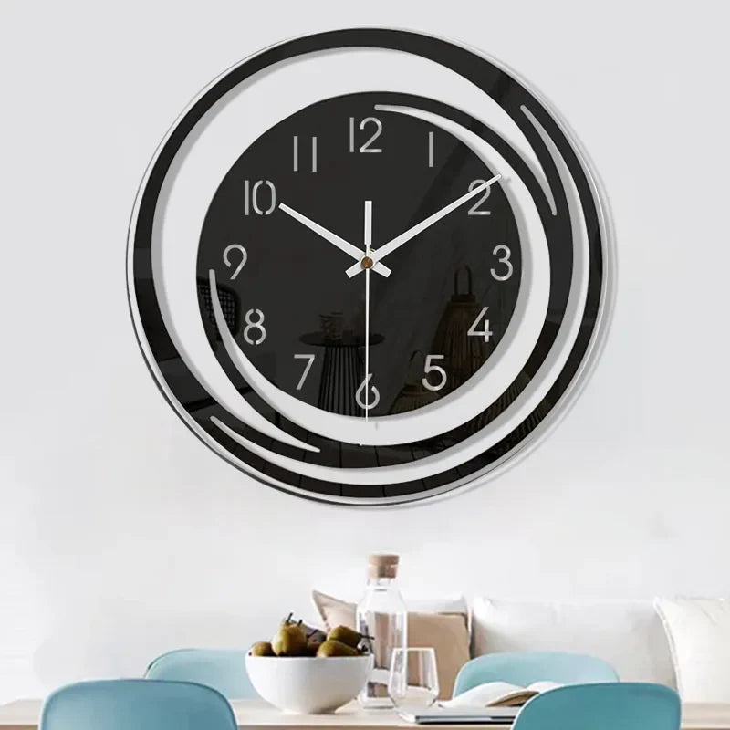 NoirTime | Zwarte acryl wandklok - Modern Scandinavisch ontwerp, minimalistische woondecoratie