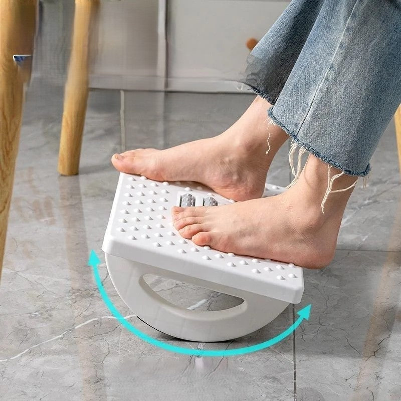 FootZen | Ergonomische voetensteun met massagerollen - Verstelbare voetsteun voor onder het bureau