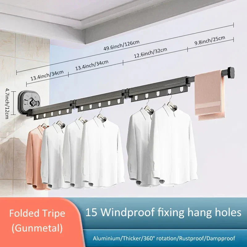 QuickRack | Opvouwbaar droogrek met zuignap - Ruimtebesparend, wandbevestiging