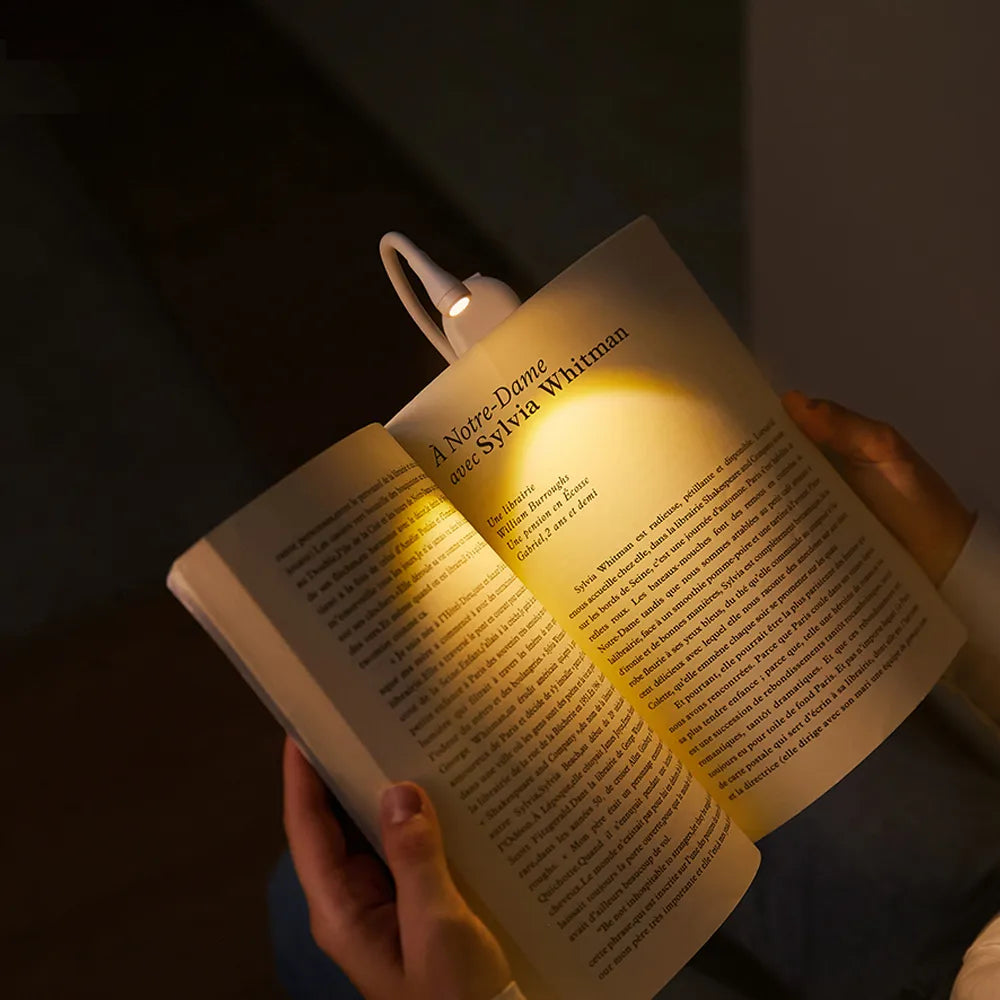 ReadGlow | Mini boekenlamp - USB oplaadbare Clip-on LED leeslamp, dimbaar, oogverzorgend