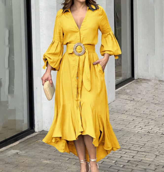 Jiselle | Elegante asymmetrische damesjurk – Casual midi-jurk voor lente en zomer