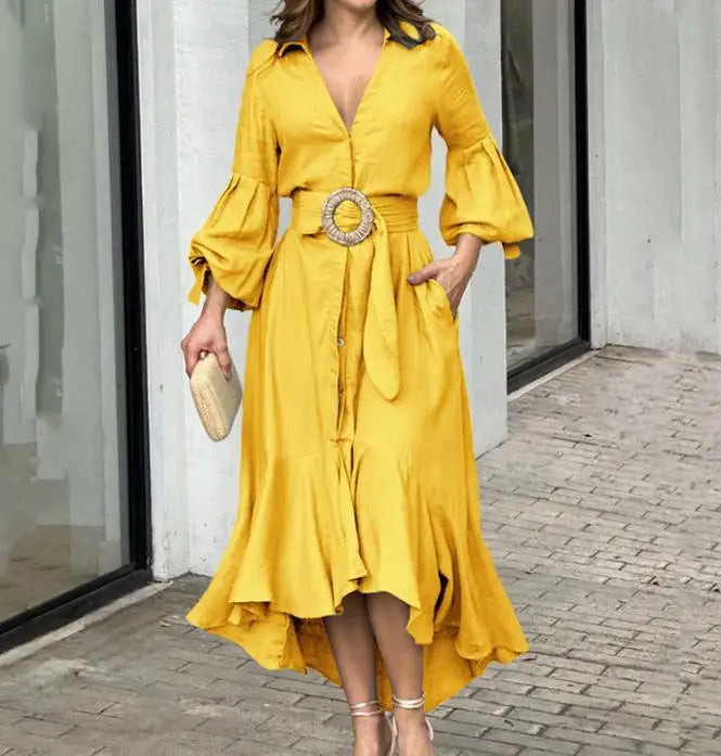 Jiselle | Elegante asymmetrische damesjurk – Casual midi-jurk voor lente en zomer