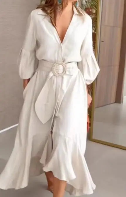 Jiselle | Elegante asymmetrische damesjurk – Casual midi-jurk voor lente en zomer