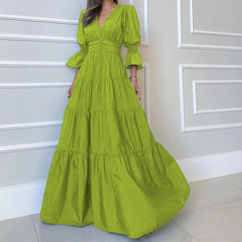 Zinnia | Gedrapeerde maxi-jurk voor dames – Elegante, lange, soepel vallende casual jurk
